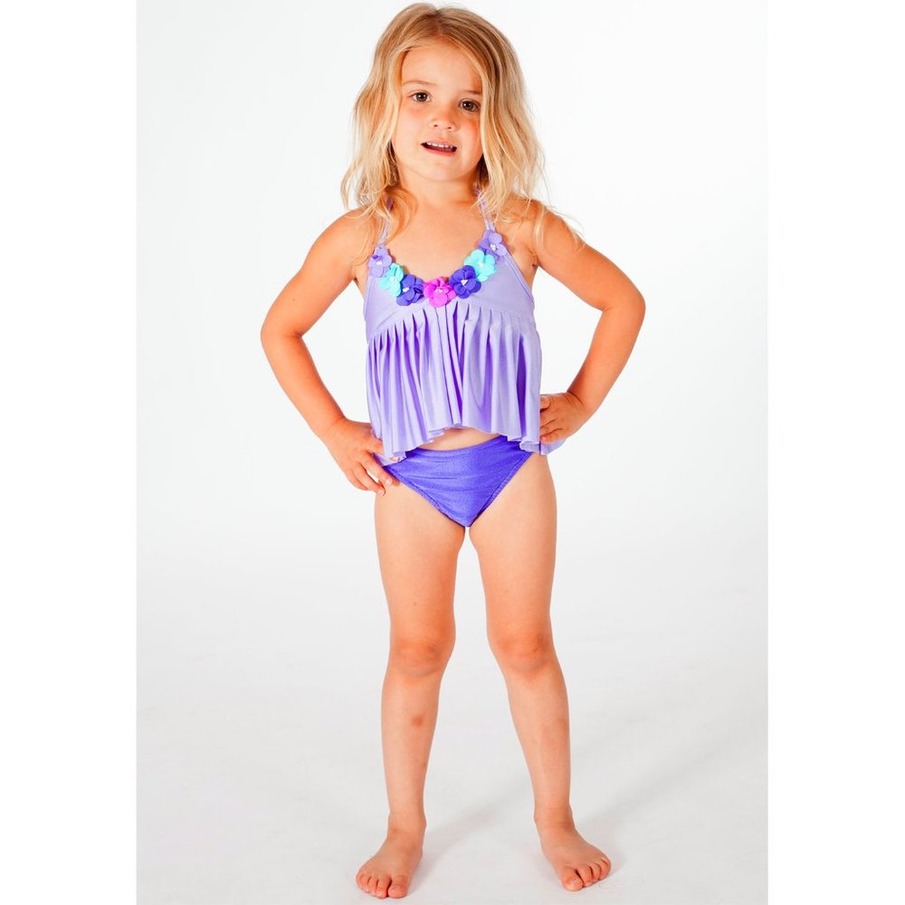 Love U Lots NWT Purple Pleated 2 Piece Swimsuit